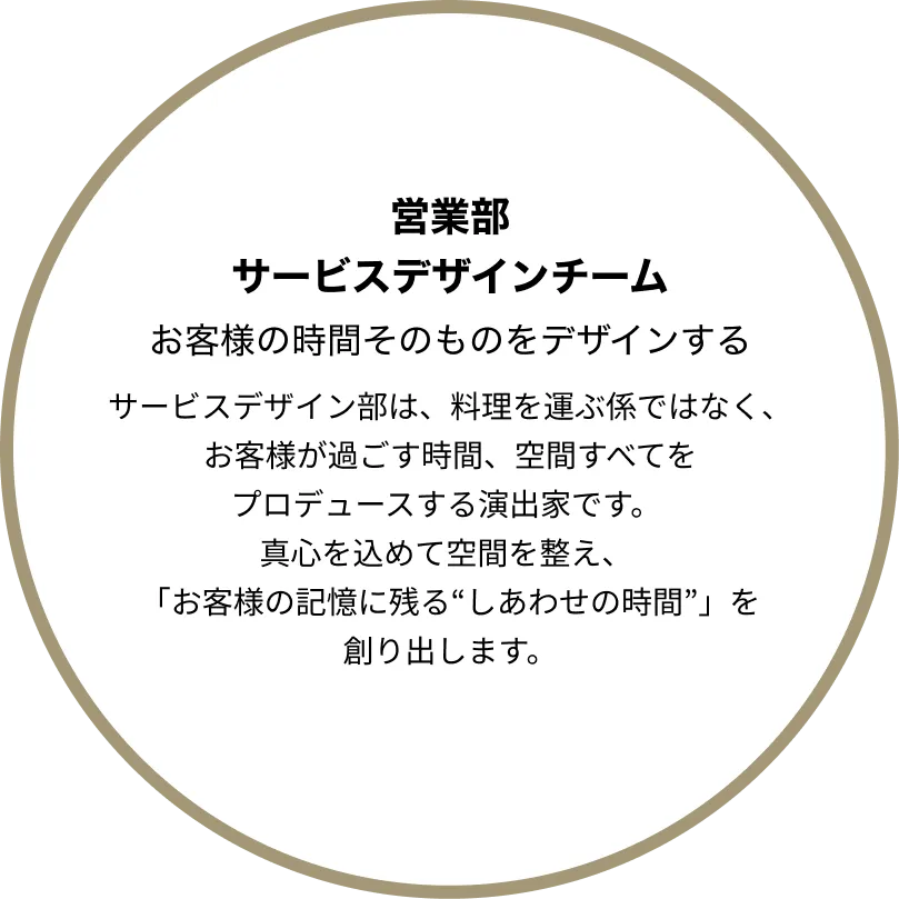 お客様が料理だけではなく「くすのき」での体験をさらに良いものにさせるため最上級の接客を行います。